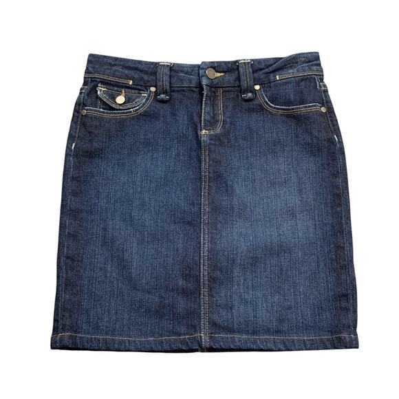 Paige Skirt Womens 25 Denim Pico Round Flap Back Pockets Straight Stretch Jean - Picture 1 of 10